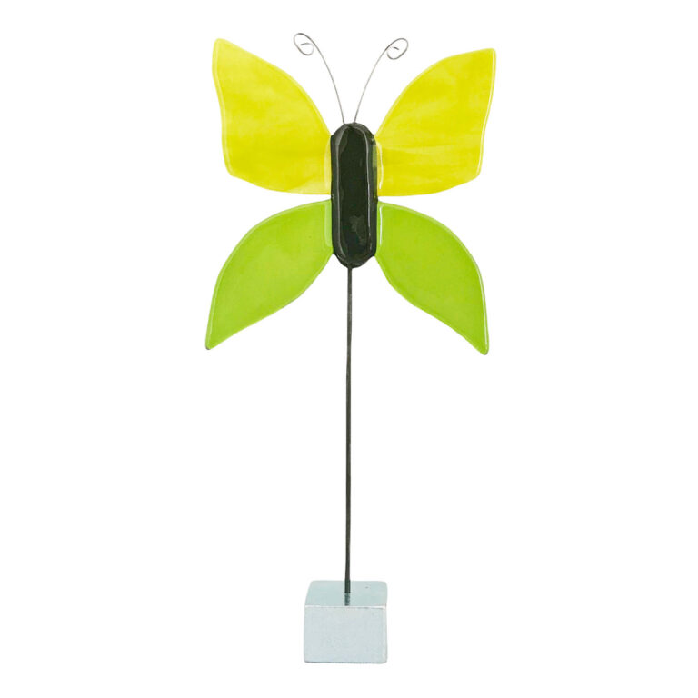 Marianne Lynge Glaskunst - Sommerfugl lime-grøn til at stå