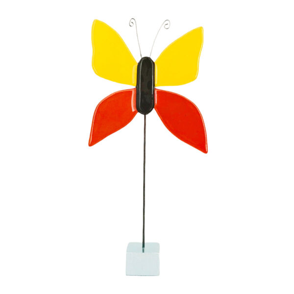 Marianne Lynge Glaskunst - Sommerfugl gul-orange til at stå
