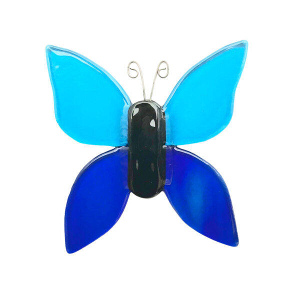 Marianne Lynge Glaskunst - Sommerfugl turkis-blå til at hænge
