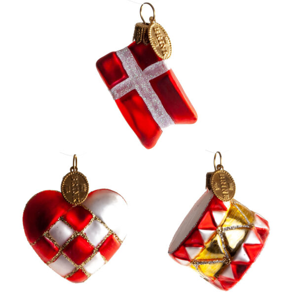 Brink Nordic julepynt - "sæt med Tromme - Flag og Hjerte"