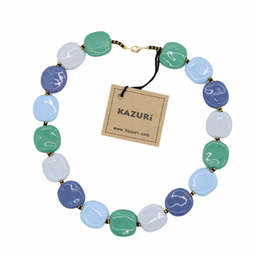 Kazuri "Blue Shell" Blå/Grøn halskæde Pitapat