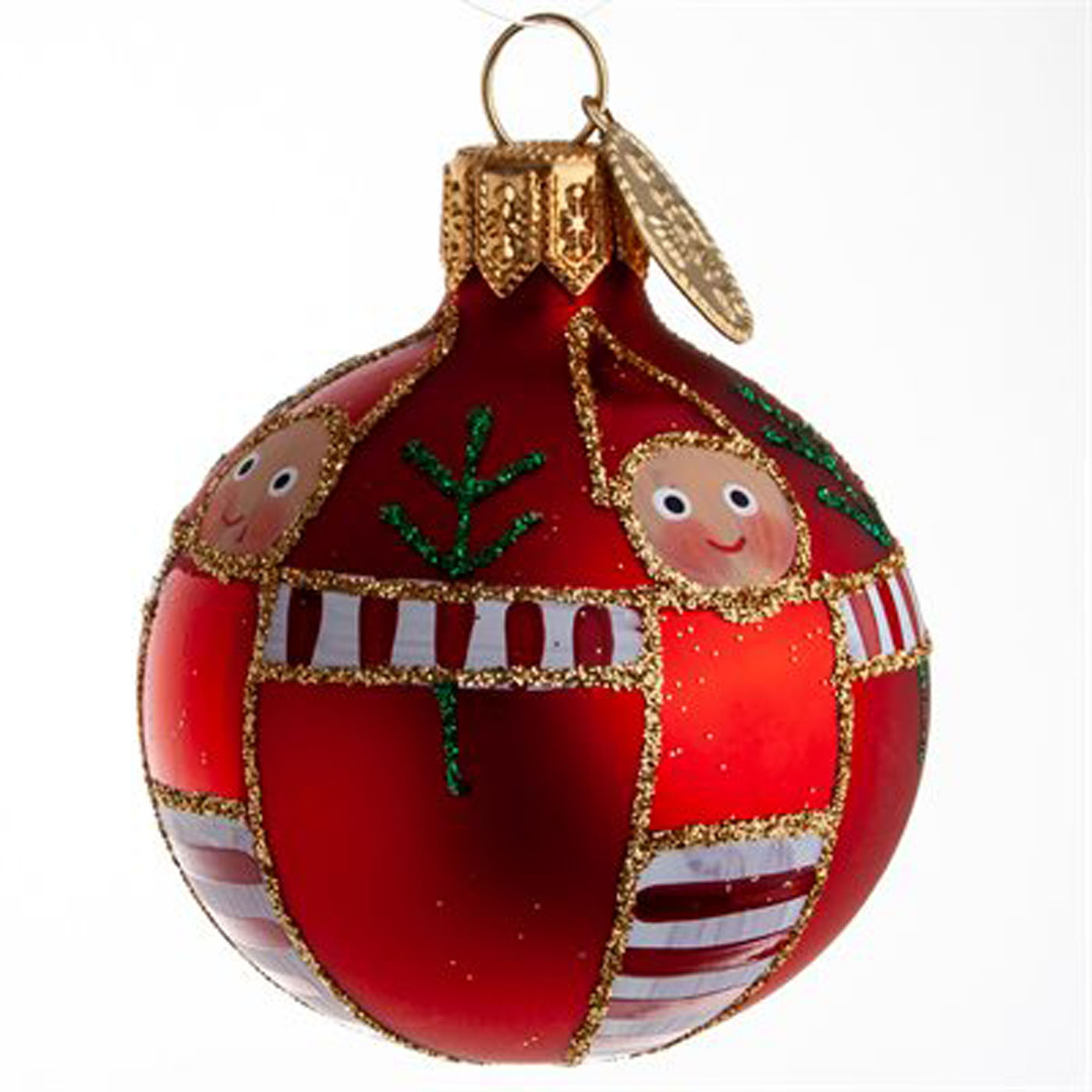 Brink Nordic Glas julekugle med "Nisser" 5 cm. - flot Julepynt til juletræet