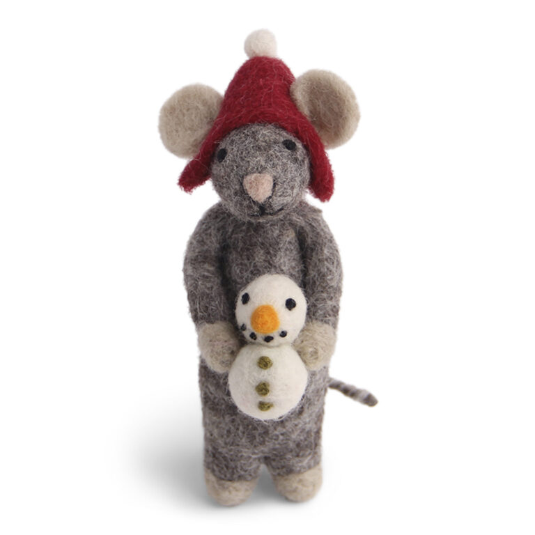 En Gry & Sif filtet Julemus med snemand og rød hue til at hænge eller stå