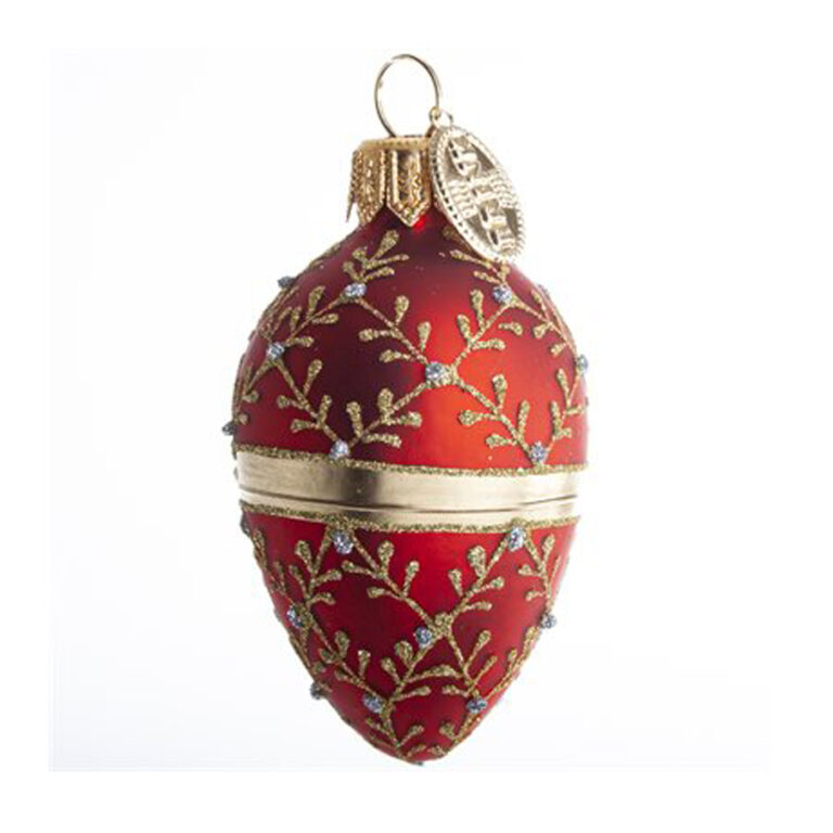 Brink Nordic julekugle i rød med guld "Diamant" 6cm