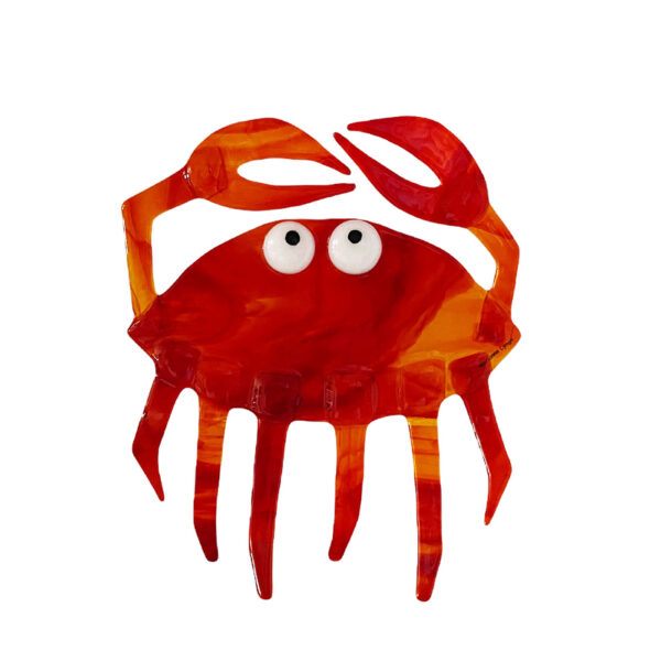 Marianne Lynge glaskunst - Glas krabbe " Rød - orange"