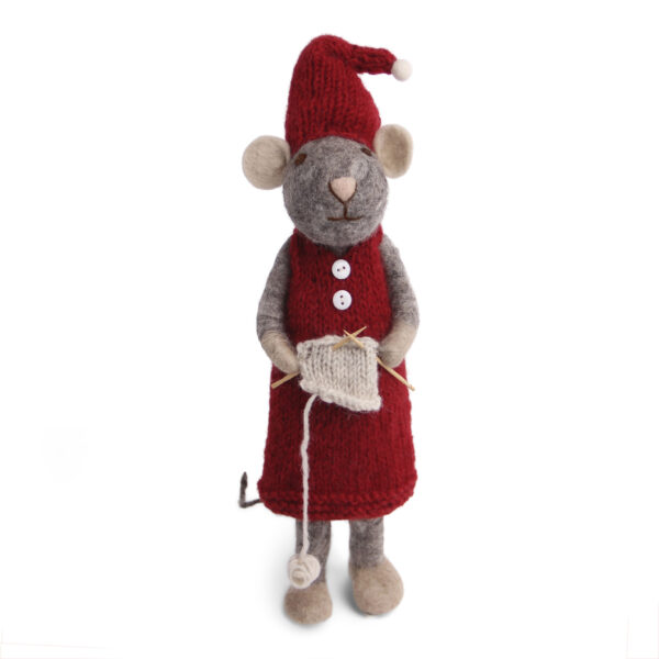 En Gry & Sif - Grå XL pige julemus med strikketøj
