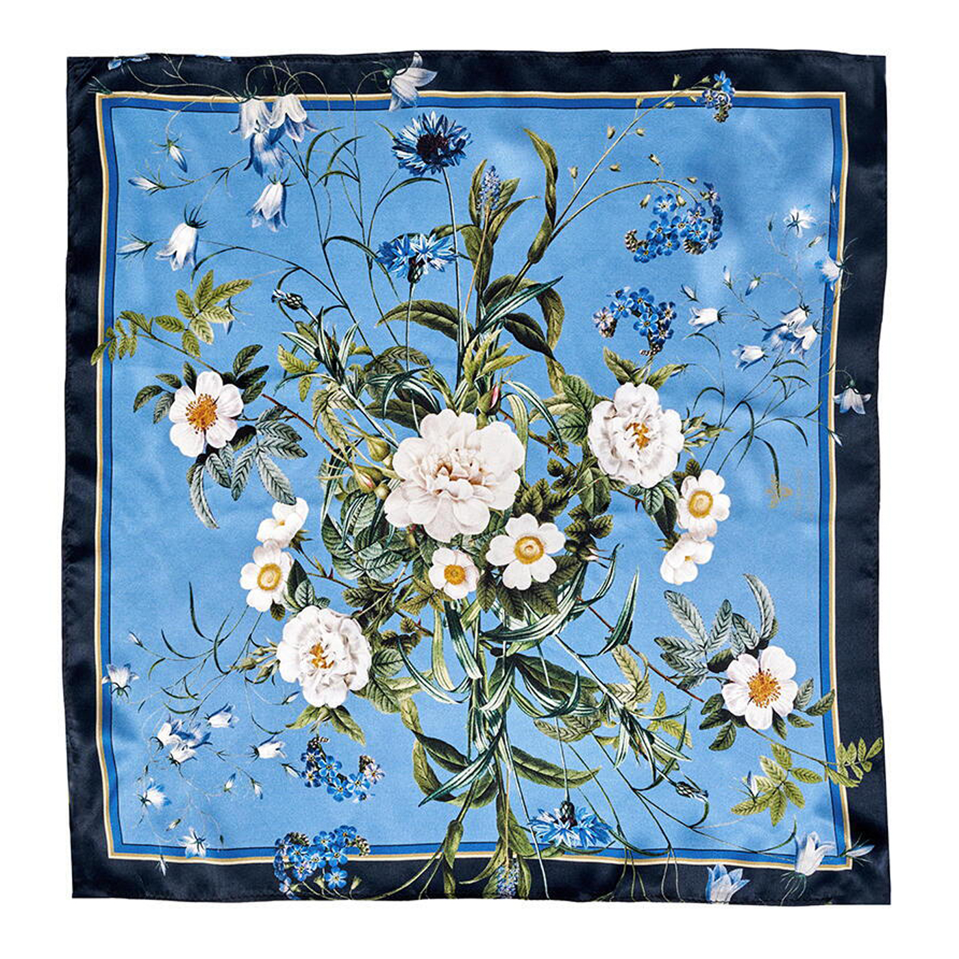Jim Lyngvild Blue Flower Garden Silketørklæde i Blå