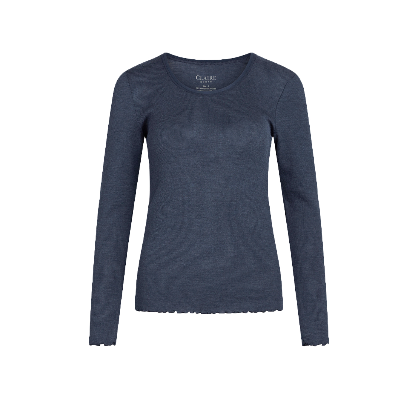 Claire Women T-Shirt i Jeans blå Merino uld - Silke