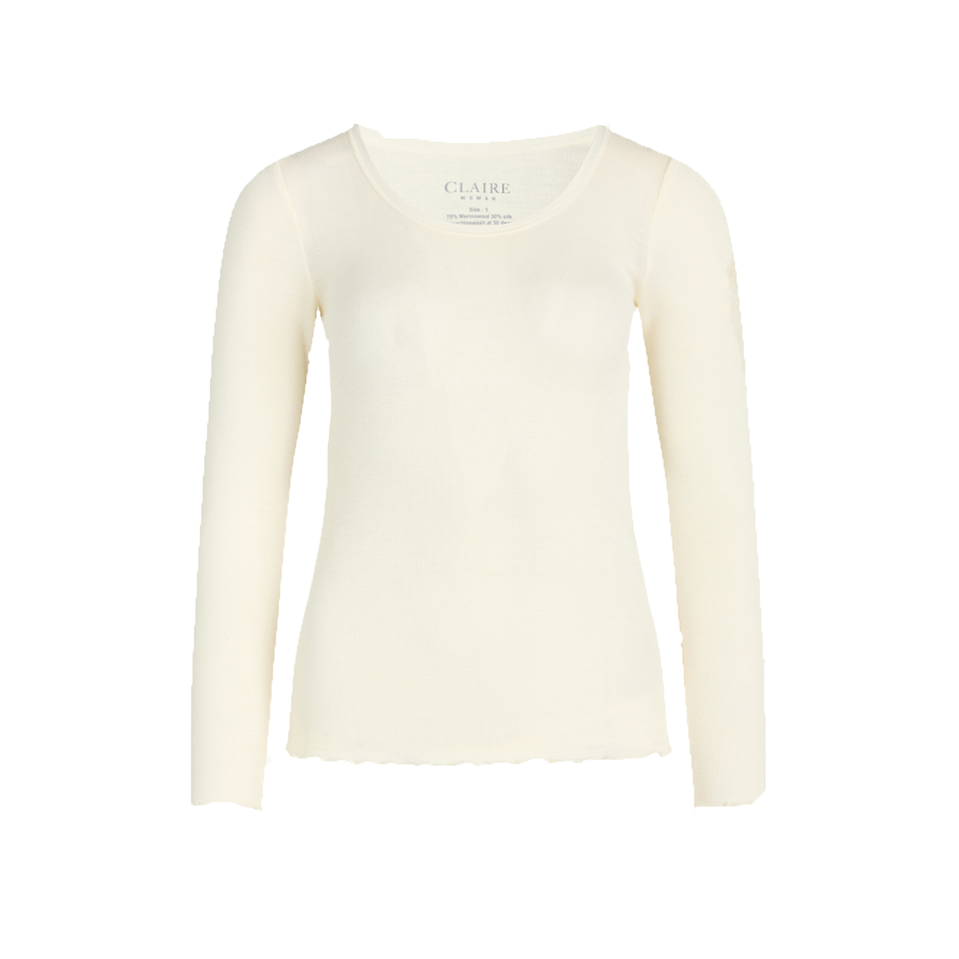 Claire Women T-Shirt i Off white Merino uld - Silke
