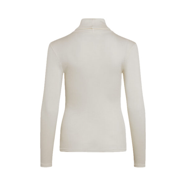 Claire Women T-Shirt rullekrave i Ivory Merino uld - Silke bag