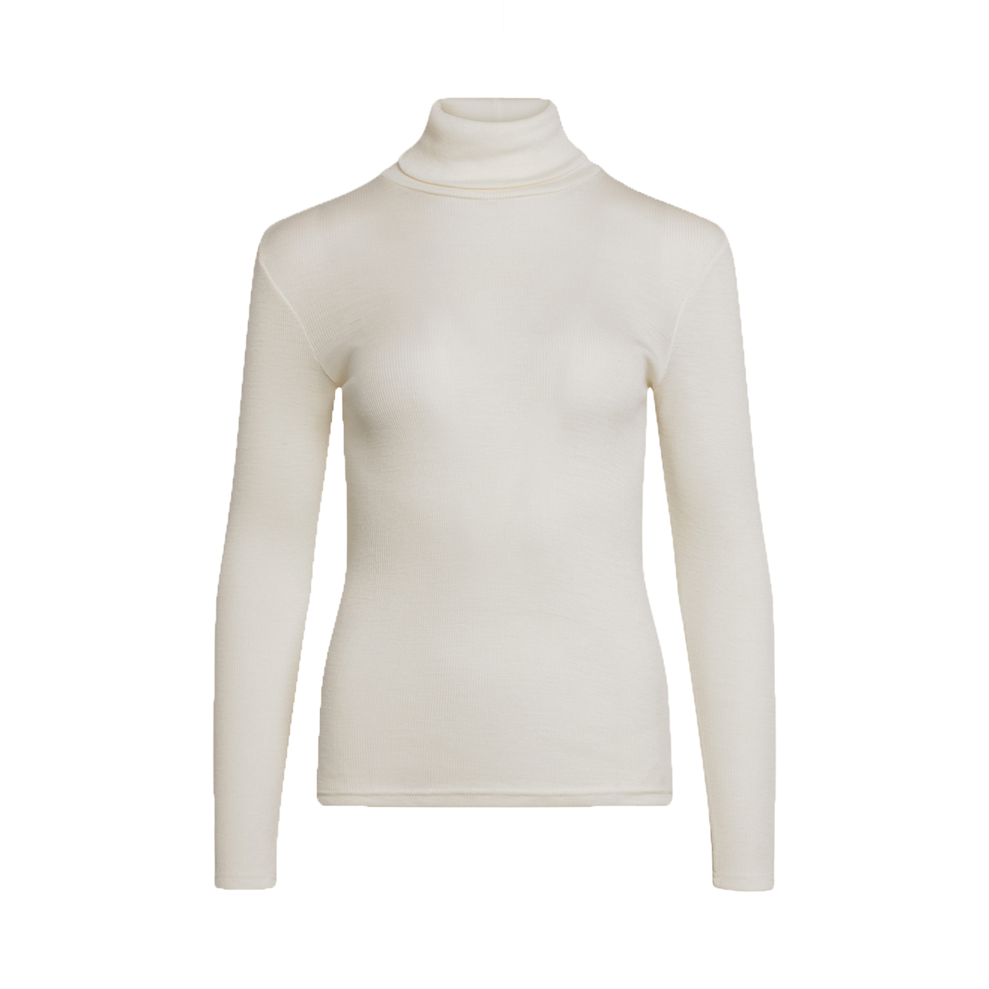 Claire Women T-Shirt rullekrave i Off white Merino uld - Silke