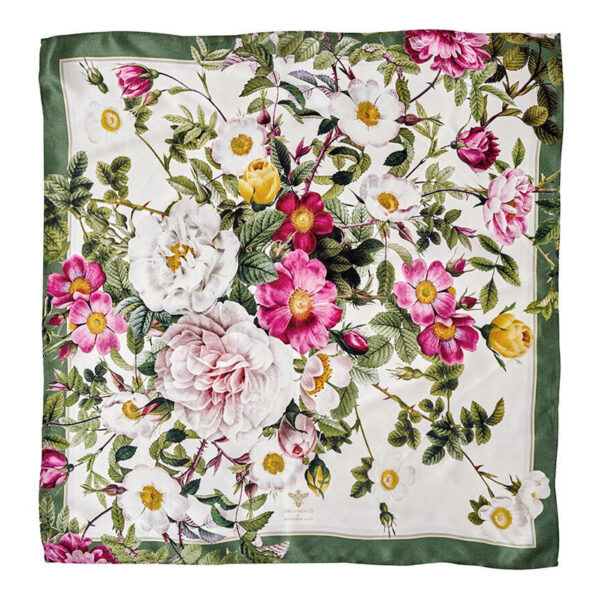 Jim Lyngvild Rose Flower Garden Silketørklæde i Grøn 50cm